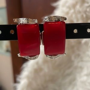 1960s Red clip on earrings ready for Christmas